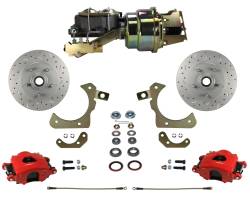 Power Front Disc Brake Conversion Kit with Disc Drum Valve | MaxGrip XDS | Red Calipers