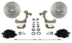 Spindle Mount Kit with MaxGrip Cross Drilled & Slotted Rotors Black Calipers