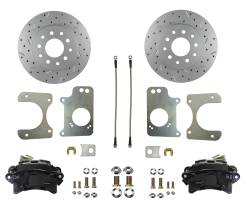 Rear Disc Brake Conversion Kit - GM 10 Bolt Axles with 3 Bolt Flange - Black Calipers and MaxGrip XDS