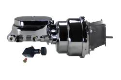Power Brake Booster Kits - Power Brakes - Front Disc / Rear Drum Brakes - LEED Brakes - Compact-10 Series 7 inch Dual power booster kit with Adjustable Proportioning Valve  Chrome