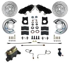 Front Disc Brake Conversion Kits - Manual Front Kits - Manual Front Kit with Drilled Rotors and Black Powder Coated Calipers