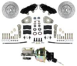 Power Front Disc Brake Conversion Ford Full Size 4 Piston - Factory Power Brake Cars | MaxGrip XDS Rotors | Black Calipers