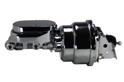 Power Brake Booster Kits - Power Brakes - 4 Wheel Disc Brakes - LEED Brakes - 7 inch Dual power booster , 1 inch Bore Flat Top master cylinder (Chrome)