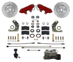 Front Disc Brake Conversion Kits - Power Front Kits - LEED Brakes - Front Disc Brake Conversion Kit Mopar C Body Factory Power Brakes with MaxGrip XDS & Red Calipers