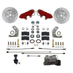 LEED Brakes - Front Disc Brake Conversion Kit Mopar B Body Factory Power Brakes with MaxGrip XDS & Red Calipers