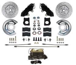 LEED Brakes - MANUAL FRONT DISC BRAKE CONVERSION KIT WITH DRILLED ROTORS AND BLACK POWDER-COATED CALIPERS for 1962-69 Ford Fairlane, 1963-69 Falcon & Ranchero, 1963-69 Mercury Comet, 1964-69 Cyclone - Image 1