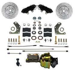 Front Disc Brake Conversion Kits - Power Front Kits - LEED Brakes - Front Disc Brake Conversion Kit Mopar C Body Factory Power Brakes | MaxGrip XDS & Black Calipers
