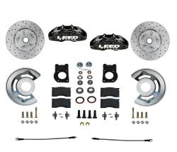 Front Disc Brake Conversion Kits - Spindle Mount Kits - LEED Brakes - MaxGrip Lite 4 Piston Front Disc Brake Conversion Kit Spindle Mount - 65-69 Ford | Black Powder Coated