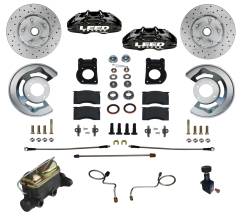 Front Disc Brake Conversion Kits - Manual Front Kits - MaxGrip Lite 4 Piston Manual Front Disc Brake Kit with Drilled Rotors & Black Calipers