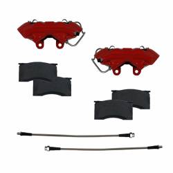 Front Disc Brake Conversion Kits - Caliper Kits - LEED Brakes - 4 Piston Calipers | Caliper Upgrade for 1964-67 Mustang - Red Powder Coated