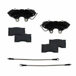 Front Disc Brake Conversion Kits - Spindle Mount Kits - LEED Brakes - 4 Piston Calipers | Caliper Upgrade for 1964-67 Mustang - Black Powder Coated