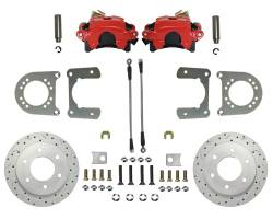 Rear Disc Brake Conversion Kit with MaxGrip XDS Rotors & Red Calipers - Chevrolet & GMC C10 & K10 Trucks 6 Lug