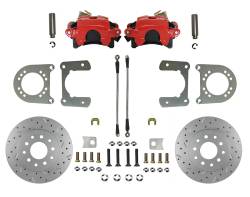 C10 Rear Disc Brake Conversion Kits - C10 5 Lug Rear Disc Brake Conversion Kits - LEED Brakes - Rear Disc Brake Conversion Kit with MaxGrip XDS Rotors, Red Calipers - Chevrolet & GMC C10 Trucks 5 Lug