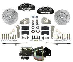Front Disc Brake Conversion Kits - Power Front Kits - LEED Brakes - MaxGrip Lite 4 Piston Power Front Disc Brake Conversion Ford Full Size  - Black
