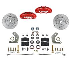 MaxGrip Lite 4 Piston Front Disc Brake Conversion Kit Spindle Mount Mopar B & E Body - Red