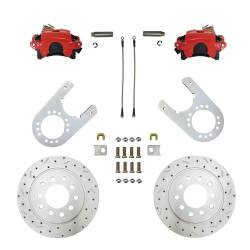 Rear Disc Brake Conversion Kit - Chevrolet & GMC C1500 Truck with MaxGrip XDS Rotors, Red Calipers - 10 in Drum Trucks