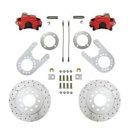 Rear Disc Brake Conversion Kit - Chevrolet & GMC C1500 Truck with MaxGrip XDS Rotors, Red Calipers - 11 in Drum Trucks