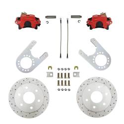 Rear Disc Brake Conversion Kit - Chevrolet & GMC K1500 Truck with MaxGrip XDS Rotors, Red Calipers - 10 in Drum Trucks