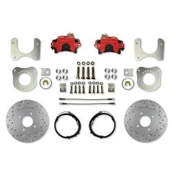 Rear Disc Brake Conversion Kit - Ford 7.5 & 8.8 - 4 Lug MaxGrip XDS - Red Calipers