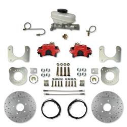 Rear Disc Brake Conversion Kit - 87-92 Ford 7.5 & 8.8 - 5 Lug - MaxGrip XDS - Red Calipers