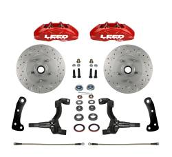 GM AFX Body MaxGrip Lite 4 Piston Disc Brake Conversion Kit - Stock Ride Height - Red Powder Coated