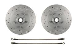 LEED Brakes - Power Front Disc Brake Conversion Kit Cross Drilled and Slotted Rotors with 9" Zinc Booster Cast Iron M/C Adjustable Proportioning Valve for GM AFX - Image 2