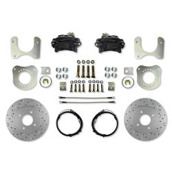 Rear Disc Brake Conversion Kit with 4-Lug MaxGrip XDS Rotors and Black Calipers for 1979–1986 Ford Mustang Fox Body 7.5 & 8.8 Axles